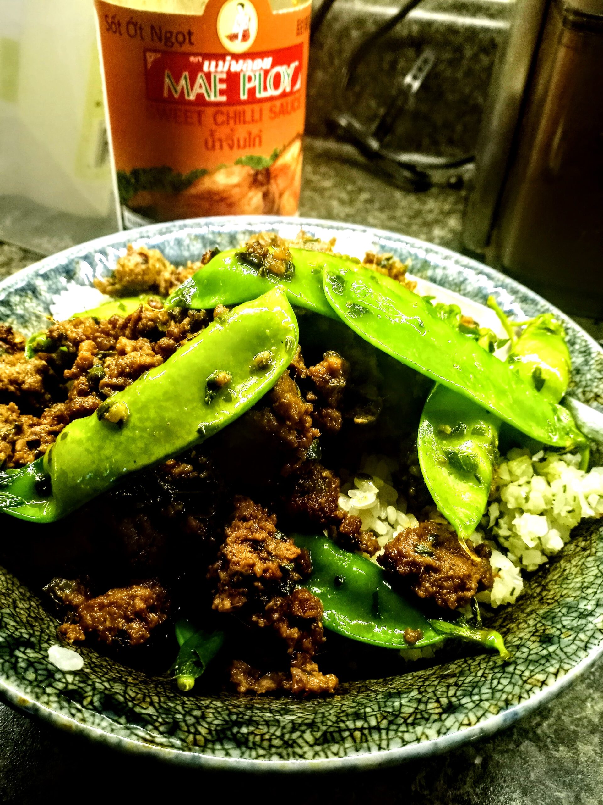 Thai basil beef with snow peas